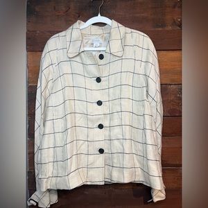 Cream Colored J Crew lightweight linen jacket with acetate silk lining size 14